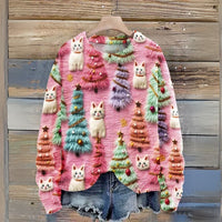 Marion | Katzen Feiertags Pullover – Rosa