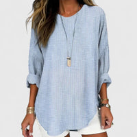 Natascha | Damen Bluse Shorts Set Gestreift Locker Casual Sommer – Blau