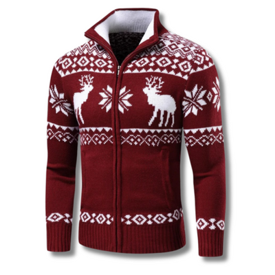 Lorenzo | Winter Herren Jacquard Pullover mit Reißverschluss und Stehkragen