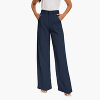 Weite Hosen mit hohem Bund für Damen - Casual Trousers – Marine