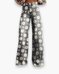 Damen Elegante Stoffhose | Vielseitig und Bequem – Weiße Blume