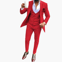 Herren Anzugset mit Weste und atmungsaktivem Blazer – Rot