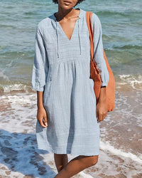 Nerissa - V-Ausschnitt Freizeitkleid – Blau