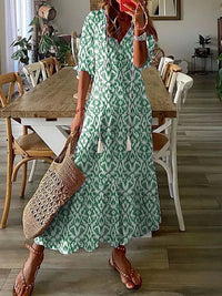 Seren - Boho-Blumenkleid – Hellgrün