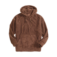 Strukturierter Cord-Kapuzenpullover mit Kängurutasche für Männer – Braun