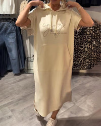 Saskia™ | Lässiges Hoodiekleid – Beige