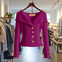 Kamilla - Schick Schließen Sie Strickjacke – Dunkelheit Rosa