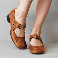 Bianca | Sandalen mit Keilschnalle aus Leder – Braun
