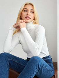 Klassischer Rollkragenpullover für Damen | Lässig – Weiß
