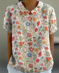 Karin - Lässige Bluse mit Blumenmuster – Weiß