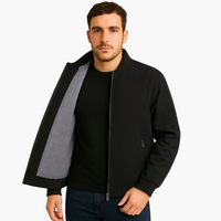 Herren Bomberjacke mit Reißverschluss und Fleece Futter – Dunkelgrün