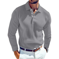Daniel | Retro-Polo Herren stilvoll gestrickt mit Rippstruktur – Grau