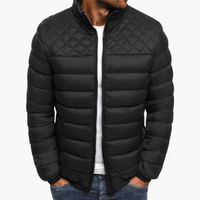 Herren Bomberjacke mit Reißverschluss und gestepptem Design – Schwarz