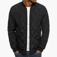 Florian | Bomberjacke mit Rautenmuster – Schwarz