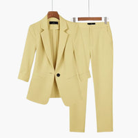 Elegantes Blazer- und Hosen-Set für Frauen - Perfekter Anzug – Gelb