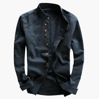 Stehkragen Hemd für Herren - Minimalistisch, Elegant & Casual – Marine