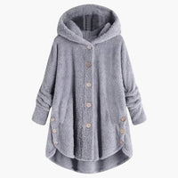 Damen jacke mit Kapuze und Knopfverschluss – Hellgrau