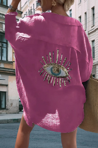 GÖNÜL - OVERSIZE-HEMD MIT PAILLETTEN-AUGENSTICKEREI – Rosa