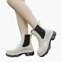 Damen Chelsea Stiefel mit elastischen Einsätzen und strukturierter Sohle – Weiß