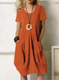 CALLAN - WEITES BAUMWOLLKLEID – Orange