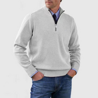Pullover Herren Half Zip Modern | Warm Komfort Freizeit – Weiß
