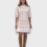 Valentina – Strickkleid mit Tüllsaum – Apricot