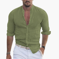 Sommerhemd für Herren - Leicht, Luftig & Stehkragen Casual – Grün