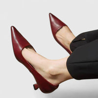 Pauline | Damen Pumps Spitz Niedriger Absatz Elegant Klassisch Komfort – Rötlichbraun