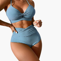 Bikini-Set - Damen Zweiteiler mit hoher Taille & Stil – Dunkelblau