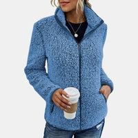 Claudia | Damen Lässige Reißverschluss Fleecejacke – Blau