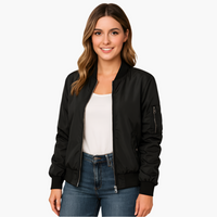 Damen Bomberjacke mit langen Ärmeln – Schwarz