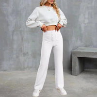 UNNA - ELASTISCHE FREIZEITHOSE MIT HOHEM BUND – Weiß