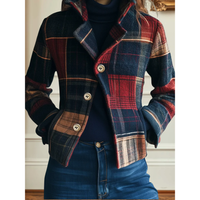 Lea | Stilvolle Wolljacke Damen kariert zeitlos – Mehrfarbig