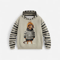 Damen Hoodie mit Hundemotiv und Kapuze – Schwarz