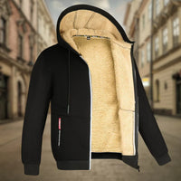Kuschelige Sherpa-gefütterte Kapuzenjacke für Männer – Schwarz