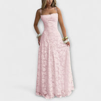 Emberly - Elegantes Jacquard-Maxikleid für besondere Anlässe – Rosa