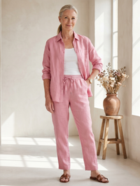 Noor | Langarmshirt mit tapered Pants Set – Rosa