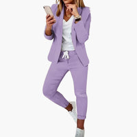 Lounge-Set für Frauen - Blazer mit Jogginghose und Kordelzug – Lilla
