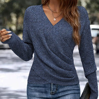 Federica – Strickpullover Mit Langen Ärmeln Und V-Ausschnitt – Blau