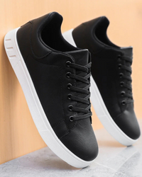 Corrado Klassische Leder-Sneakers – Schwarz