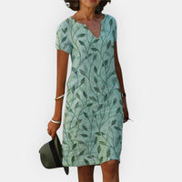Carol™ Entspanntes V-Ausschnitt Kleid – Grün