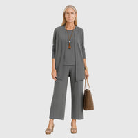 Kirsten | Damen Lounge Set Dreiteilig Minimalistisch Komfort Cozy Modern – Grau
