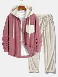 Cadmus – Set Aus Kapuzen Hemd Und Hose Aus Cord – Rosa