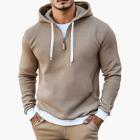 Rainer | Stilvoller Waffel-Langarm-Kapuzenpullover – Khaki