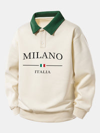 Gideon – Milano Drucken Kontrast Polo-Sweatshirt – Beige