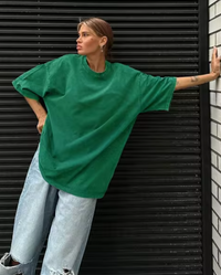 Heidi-Mode | Baumwolle Retro T-Shirt Damen Vintage – Grasgrün
