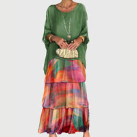 Maja | Damen Boho Maxikleid Geschichtet Lagenlook Romantic Sommer – Mehrfarbig