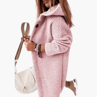 Damen Kapuzen Strickjacke mit offenem Schnitt und langen Ärmeln – Hellrosa
