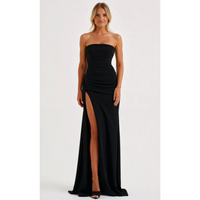 Damen Kleid mit Hohem Seitenschlitz | Maxi – Schwarz