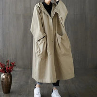 Übergroßer Wasserdichter Trenchcoat für Damen | Mit Taschen – Khaki